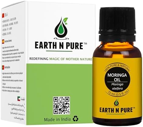 Earth N Pure Moringa Oil Cold Pressed, Pure and Natural with Glass Dropper 15 ml