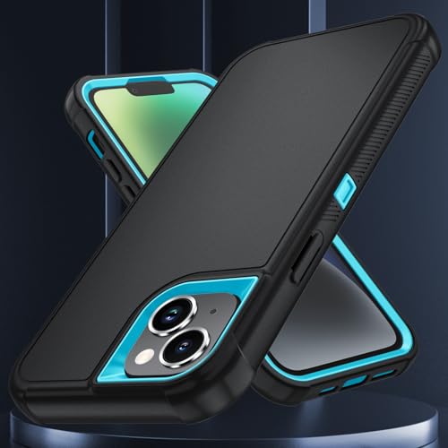 Image of SunStory Compatible with iPhone 14 Plus Case with HD Screen Protector, 3-Layer Heavy Duty Full-Body Cover,3 in 1 Hybrid Protective Case for iPhone 14 Plus 6.7 inch, BlackSkyBlue