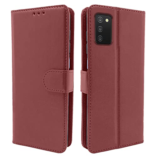 Image of Pikkme Samsung Galaxy A03s Flip Cover | PU Leather Finish | 360 Protection | Wallet & Stand | Strong Magnetic Flip Case for Samsung Galaxy A03s (Brown)