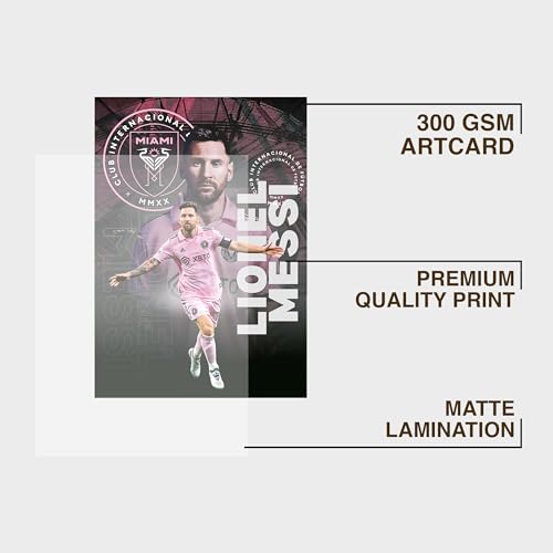 Image of CodersParadise Miami Pink Football Icon-Inspired Poster Frame | Premium A4 Framed Wall Art for Bedroom, Office & Gaming Setup | Dynamic Soccer Tribute Decor for Fans & Collectors