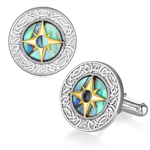 Gemelos para hombre de plata esterlina 925 con brújula miniatura 1