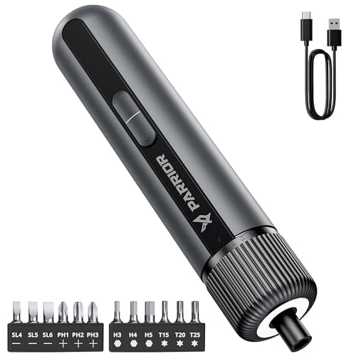 PARRIOR High Torque Cordless Screwdriver with 12 S2 Steel Bits, Max 8 N.m with 4-Level Torque Control, 3.6V/260 RPM, 2200mAh Battery & USB-C Charging, Electric Screwdriver for DIY and Home Repairs