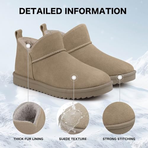 BCTEX COLL Women's Winter Snow Mini Boots Classic Faux Fur Lined Warm Short Slip On Ankle Boots Gift3