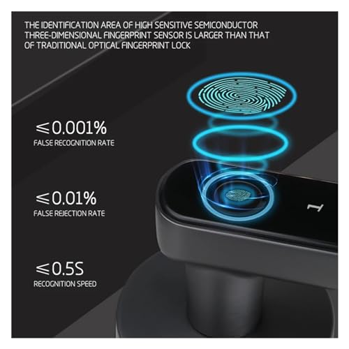 Serrure connectée biométrique 3200GUN avec poignée à empreinte digitale et code - 5