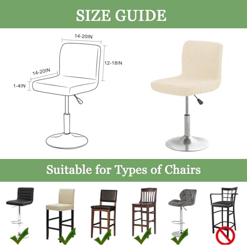 Image of FUANGUI Bar Stool Covers with Backs, 2 Pack Stretch Bar Stool Chair Covers, Knitted Jacquard Bar Stool Covers,Washable Bar Chair Covers Swivel Barstool Slipcovers (Knitted Beige 01)