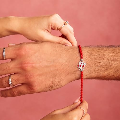 Image of ZAVYA 925 Pure Silver Ganesha Rakhi for Brother, Sterling Silver Bracelet for Bhai, Rakshabandhan Gift, with Authenticity Certificate