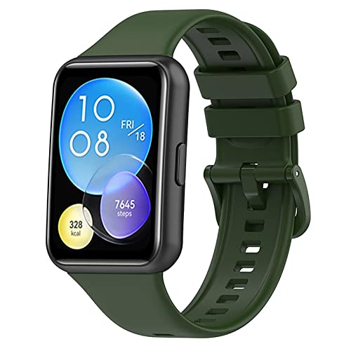 Strap-it Correa silicona - verde militar - Compatible con Huawei Watch Fit 2 Cover