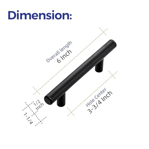 Image of Ravinte 3 Pack 6 inch Cabinet Pulls Matte Black Stainless Steel Kitchen Cupboard Handles Cabinet Handles 3.75 inch Hole Center