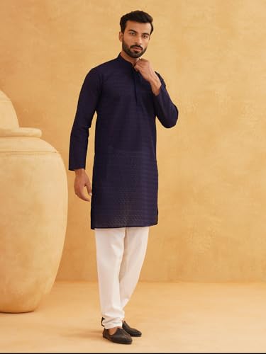 Image of Sojanya (Since 1958 Motifs Embroidered Thread Work Pure Cotton Straight Kurta With Churidar