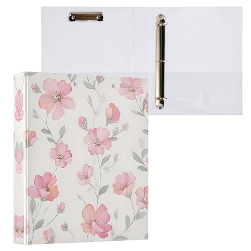 リングファイル ルーズリーフ バインダー a4 花柄 フローラル パステル Dリング 3穴 200枚収納 クリップ&収納ポケット付き 書類整理 事務用品