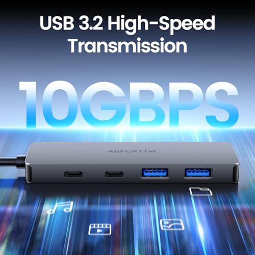 Image of 4FT USB C Hub 3.2 Multiport Adapter, 10Gbps Aluminium USB C to USB Hub with 2 USB-A & 2 Type-C Port, USB C Splitter for Thunderbolt, MacBook, Mac mini, Laptop, Desktop, etc.