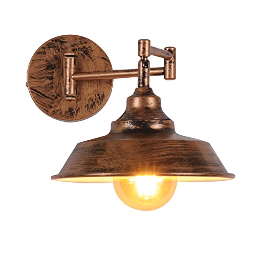 AIRTWESD Applique à bras pivotant E27 Luminaire mural à bras articulé Industrielle Vintage Métal Appliques Murales Ancienne Rustique Rétro Chevet Lampe...