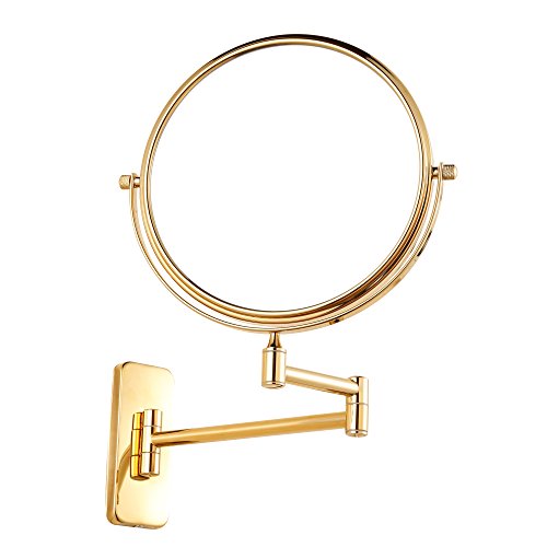 GURUN 8 inch double-sided Wall Mount Makeup Mirror with 7x Magnification,Gold Finish M1406J(8in,7x)