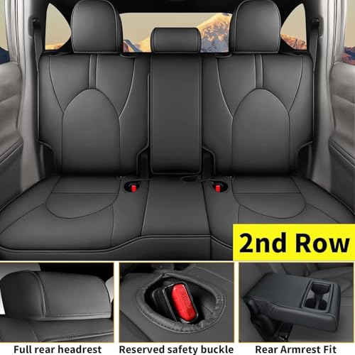 AOMSAZTO Custom Fit Seat Covers: for Toyota Highlander 2020 2021 2022 2023 2024 2025-Three-Row 7 Seats,Second Row Captain Chair Faux Leather-Dark Gray