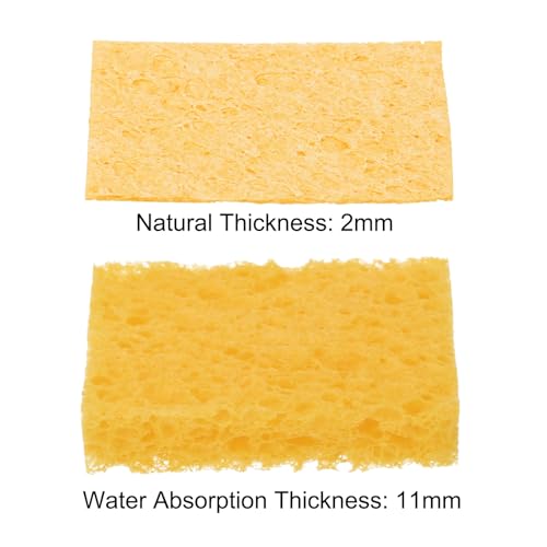 Image of MECCANIXITY 25PCS Soldering Sponge 50 x 35mm Rectangle Deep Yellow Cleaning Pad Welding Tip Iron Replacement for Cleaning Soldering Iron 2mm Natural Thickness 11mm Water Absorption Thickness