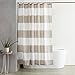 AmazonBasics Shower Curtain with Hooks (Treated to Resist Deterioration by Mildew) - 72 x 72 inches, Grey Stripe