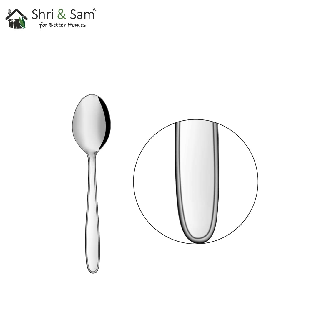 Shri & Sam Stainless Steel Sigma Border Coffee Spoon, 6 Pieces, 28 Cm 2