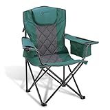 ARROWHEAD OUTDOOR Portable Folding Camping Quad Chair w/ 6-Can Cooler, Cup & Wine Glass Holders, Heavy-Duty Carrying Bag, Padded Armrests, Headrest & Seat, Supports up to 450lbs, USA-Based Support