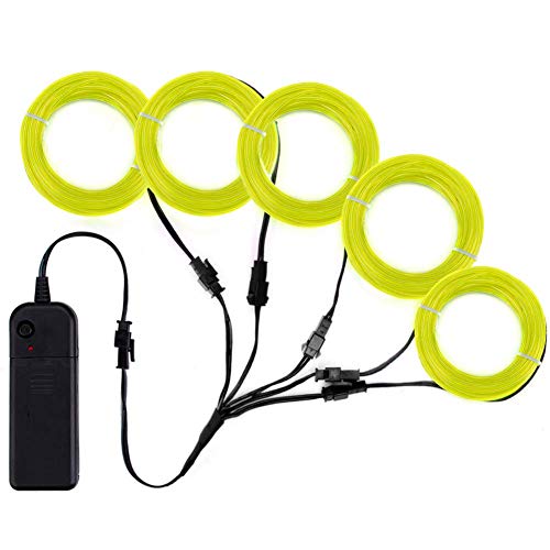 ZITRADES EL Wire Lemon Greene Neon Lights Kit with 4 Modes Portable Battery Operated for DIY Party Decoration, 5 by 1-Meter