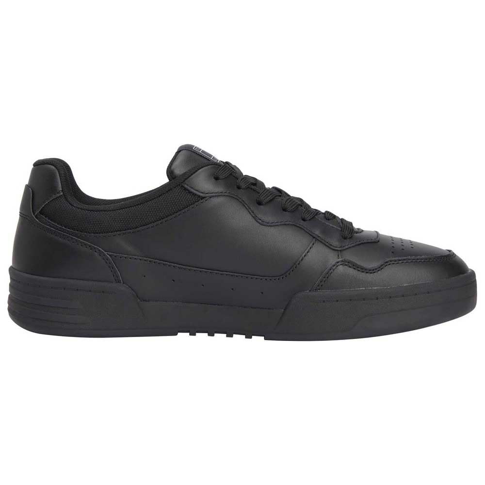 Tommy Hilfiger Men’s Essential Leather Cupsole Trainers, Black (Black), 6.5
