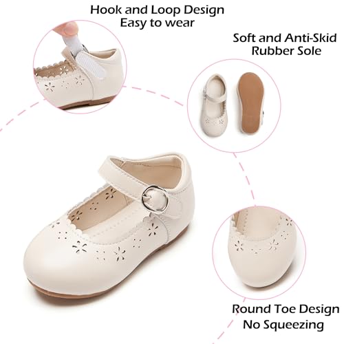 Image of PHIRAMIN Toddler Flower Girl Dress Shoes - Little Girl Mary Janes Flats Wedding