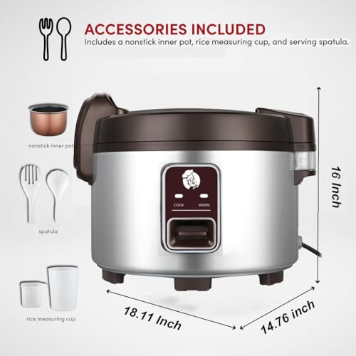 Cazachef 13L COMMERCIAL RICE COOKER 13.8 Qt Large Commercial Rice Cooker 65 Cups Cooked 32 Cups Uncooked Rice Commercial Electiric Rice Warmer thumb #5