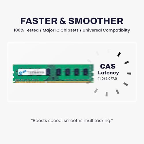 Image of EVM 2GB DDR3 Desktop RAM 1333MHz Long-DIMM - 1.5V Low Voltage, 240-PIN Pin, Intel & AMD Compatible, High-Speed PC Memory Upgrade - 10 Year Warranty (EVMT2G1333U86P)