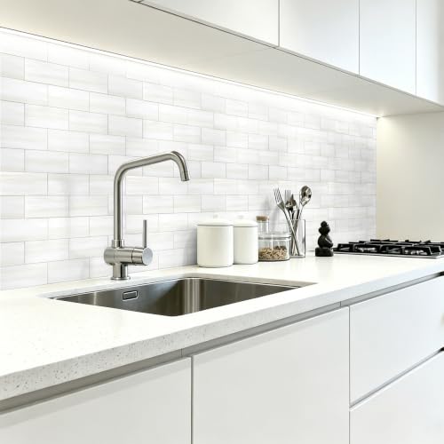 Image of Art3d 102-Pack Peel and Stick Backsplash on Subway Tile, Cream White