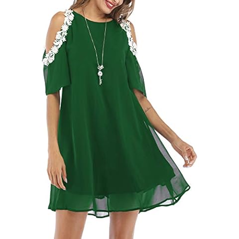 Aox Women Vestido de Gasa Verano Hombro Frío Cover