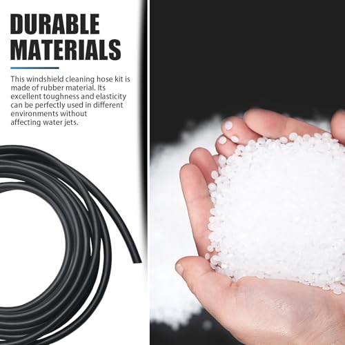Image of Pack-30 Car Windshield Washer Hose Kit, 13 Ft Flexible Leak-proof Rubber Hose, with T-type Y-type I-type Hose Connector, Universal Connection Water Pump and Nozzle Accessories for Cars (Black)