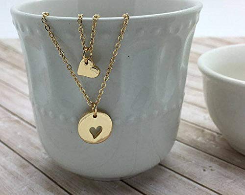 Mother Daughter Necklace set, Tiny Hearts & cut out heart charm necklace, optional mother of two, mother of three, mother and daughters3