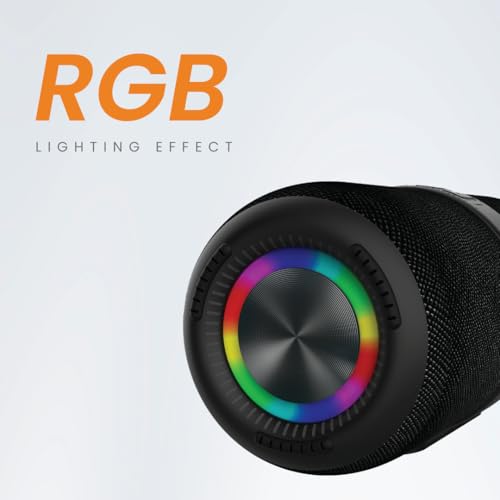 Image of JUST CORSECA Sushi Boomer 40W Bluetooth Speaker | Dual 66mm Drivers | BT v5.3 | 3000mAh, 12H Playtime | IPX4 Splash Proof | RGB Lights | TWS, AUX, USB, TF, FM Support (Black)
