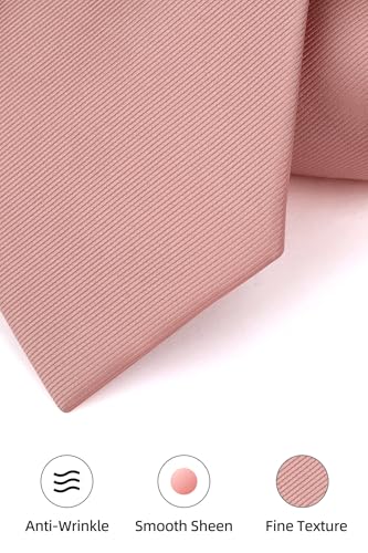 Image of HISDERN Mens Ties Solid Color Ties for Men Formal Necktie with Pocket Square Set Satin Silk Neck Tie Handkerchiefs Set