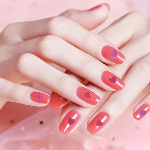 Minkissy Valentines Day Themed Heart Shaped Nail Diy Decor 2 Boxes Romantic Manicure Accessories for Home and Salon Use (Random Color) - Image 4