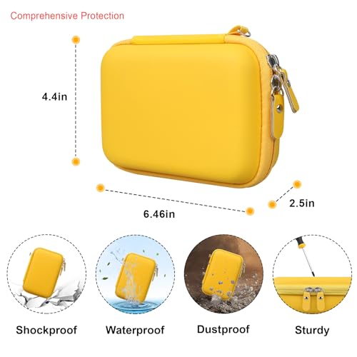 Image of Elonbo Carrying Case for KODAK Mini 2 Retro 2x3 inch P210R 4PASS Portable Photo Printer, Kodak Mini Instant Digital Camera Hard Travel Bag Storage Holder, Pocket Fits Film Cartridge, Yellow