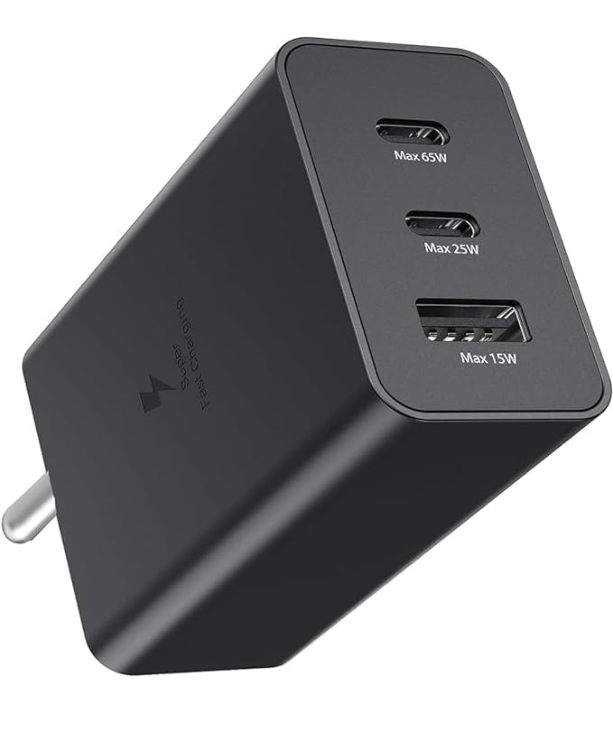 Image of Original 65W Superfast 3 USB Type C Charging Adapter for Smartphone,Black GFR632