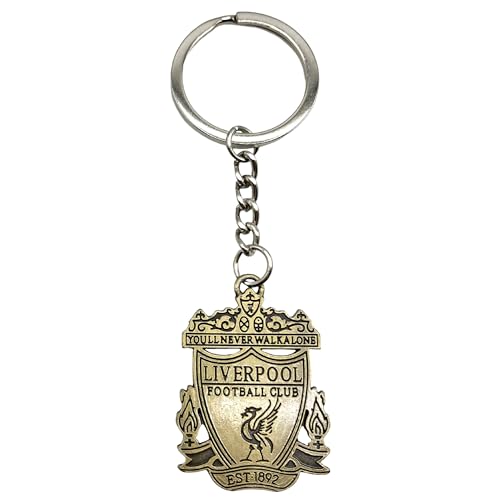 AUTOZOCO Llavero metálico Liverpool, edición de aficionado, Llavero dorado con emblema del Liverpool, equipo Reds, Metálico, Color dorado