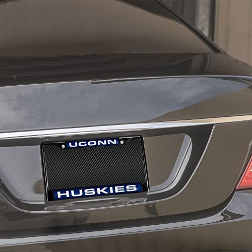 Rico Industries Unisex Ncaa Connecticut Huskies Laser Cut Inlaid Standard Chrome License Plate Frame Black, Team Color, 6 X 12.25- Us #TOP1