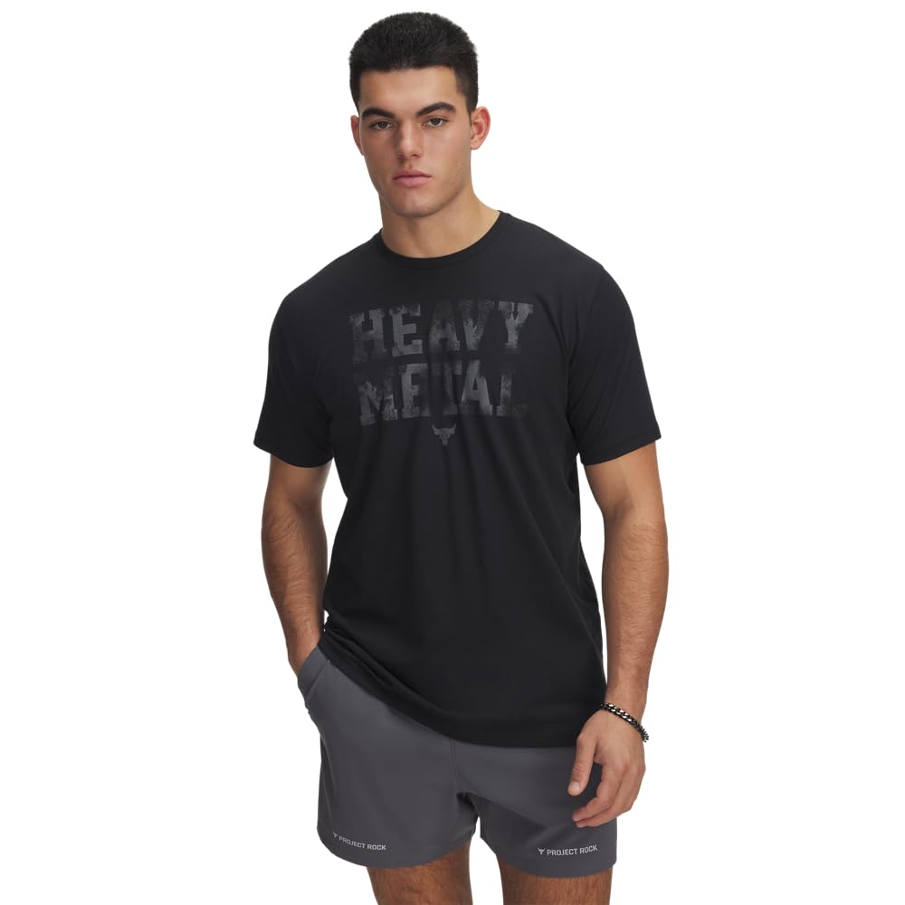 Under Armour Men's (001) Black / / White Clay Underarmour'sprojectrockmetalshortsleevetshirt, ,Large