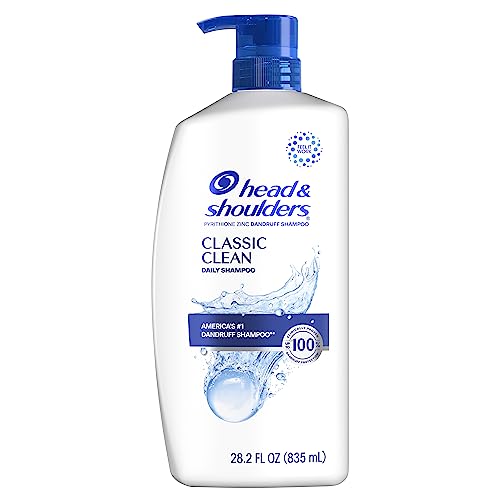 Head & Shoulders Dandruff Shampoo, Classic Clean, Anti-Dandruff Daily Use Treatment, Moisturizing, Flake Control, Paraben-Free, Color-Safe, Safe for All Hair Types – Dry, Itchy Scalp, 28.2 Fl Oz