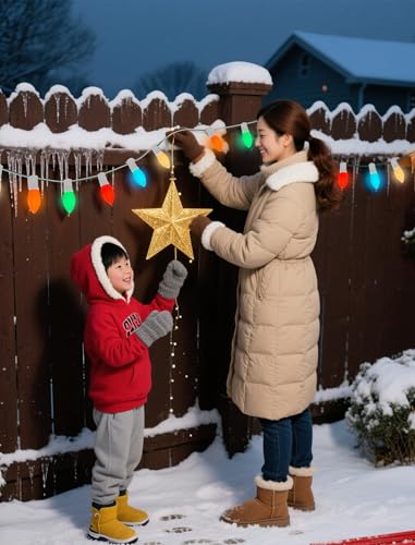 Image of 25Ft C9 LED Christmas Lights Outdoor, Vintage Christmas String Light Plug in with 26 Shatterproof C9 Multicolor Bulbs Christmas Decorations Lights for Christmas Tree Patio Roofline Party, White Wire