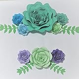 flores gigantes de papel crepe para boda Color: como en la imagen Flores artificiales y secas ensambladas 8 flores de papel gigantes, 4 hojas para la boda, espalda, bebé, bebé, ducha, sala de estar, decoración de tamaños - (Color: )