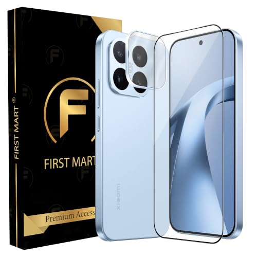 Image of FIRST MART Tempered Glass for Xiaomi 17T 5G with Blue Camera Ring Guard & Installation Kit | HD Clear Edge-to-Edge Screen Protector, Scratch Resistant, Case-Friendly | Pack of 1