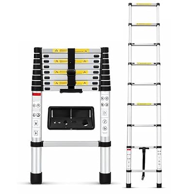 8.5 FT Telescoping Ladder Aluminum Lightweight Extension Ladder