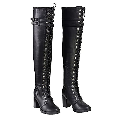 Milwaukee Leather Women's Black Above the Knee Lace-Up Fashion Casual Boots MBL94242