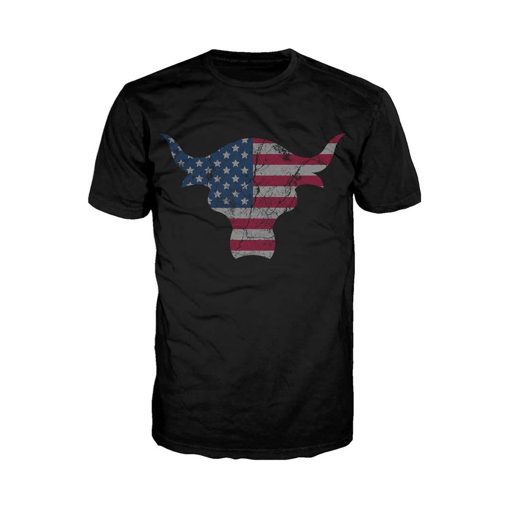 WWE Men's The Rock USA Bull T-Shirt Black Medium
