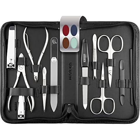 marQus Manicure sets for women & men, 12 pcs set from Solingen Germany incl. nail nippers & glass nail file - Manicure set, pedicure kit - For natural, ceramic & painted nails Cover