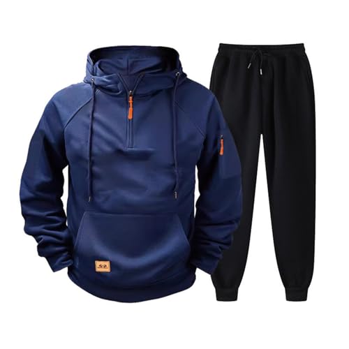 Maglioni e Felpe da Lavoro da Uomo con Cappuccio e Coulisse, Tuta Uomo Completa Invernale Sportiva Tuta da Ginnastica 2 Pezzi Felpa con Cappuccio e Pantaloni Tasche