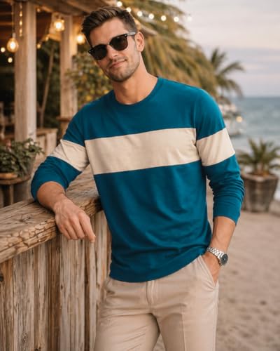Image of The Dry STATEMen's Full Sleeve Basic Fit T-Shirt with Contrast Tipping Details Neck