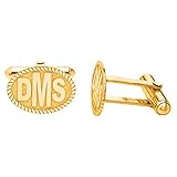 Certified 14k Yellow Gold Personalized Engraved Initial Monogram Cufflinks Custom 3 Letters